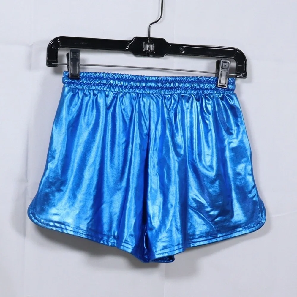 Metallic Dolphin Shorts Small Blue Silver Womens 2 Pack Rave Festival
